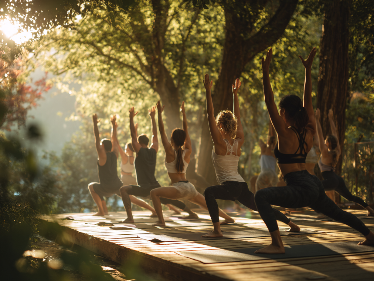 Practică de yoga în natură
